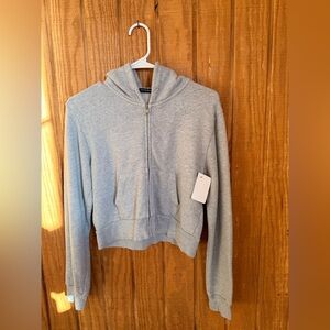 Brandy Melville Light Gray Zip-Up Hoodie